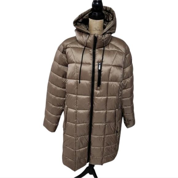 Michael Kors Truffle taupe packable long puffer Walking coat plus size 2X 3X new - Picture 1 of 14
